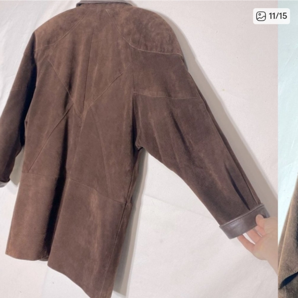 VINTAGE Marquis Brown 100% Suede Leather Jacket - Picture 11 of 16